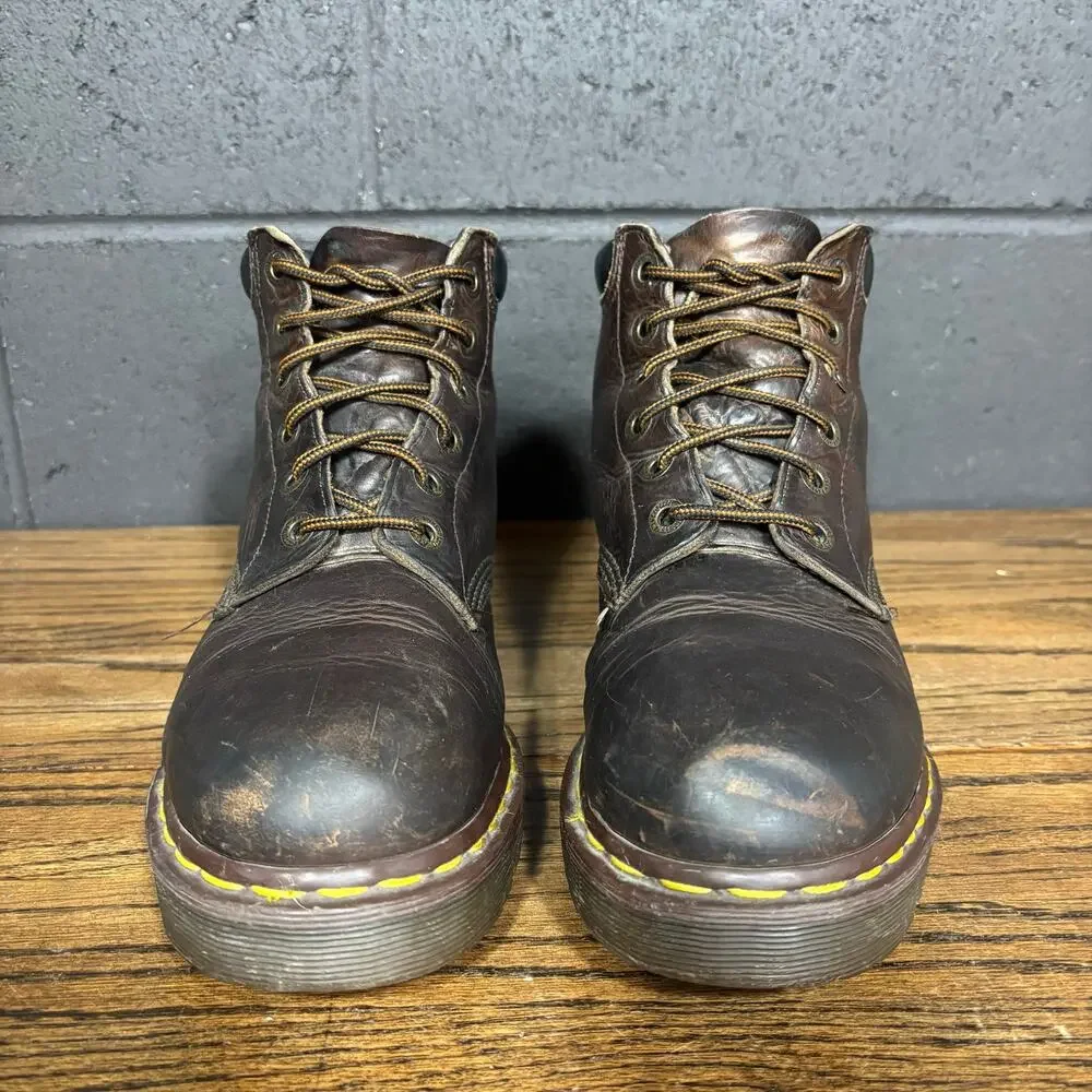 Vintage Dr Martens Made in England Men’s 9 Brown Leather 6 Eye Ankle Boots